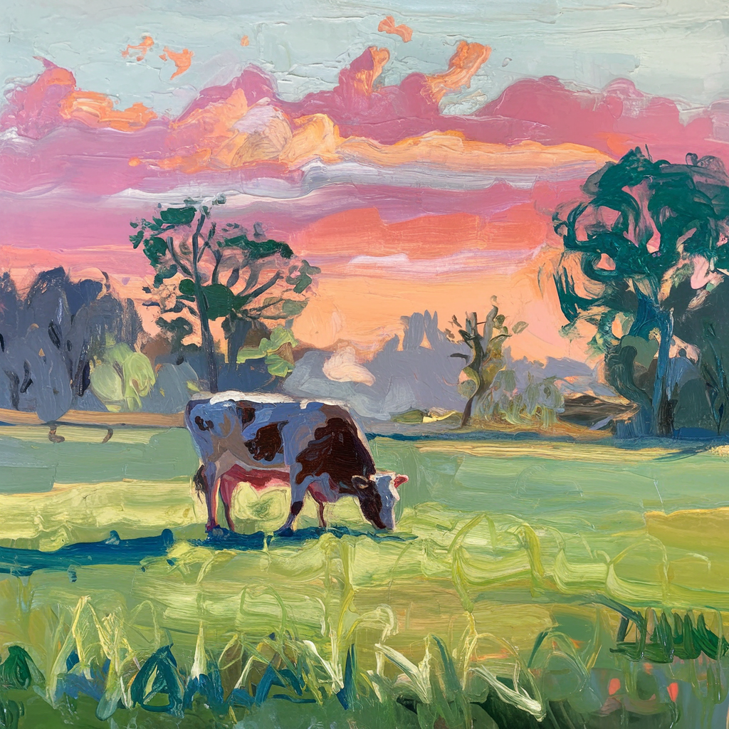 Glückliche Kuh auf einer Weide